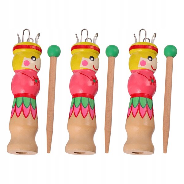 Set 3 Lalline in Legno per Maglia Facile e Creativa - Strumenti per Bambini