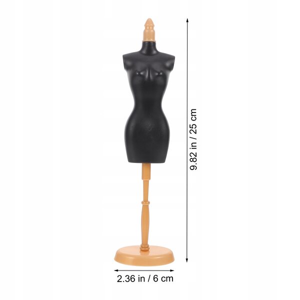 Set 6 supporti neri in ABS per vestiti bambole - espositori resistenti e pratici
