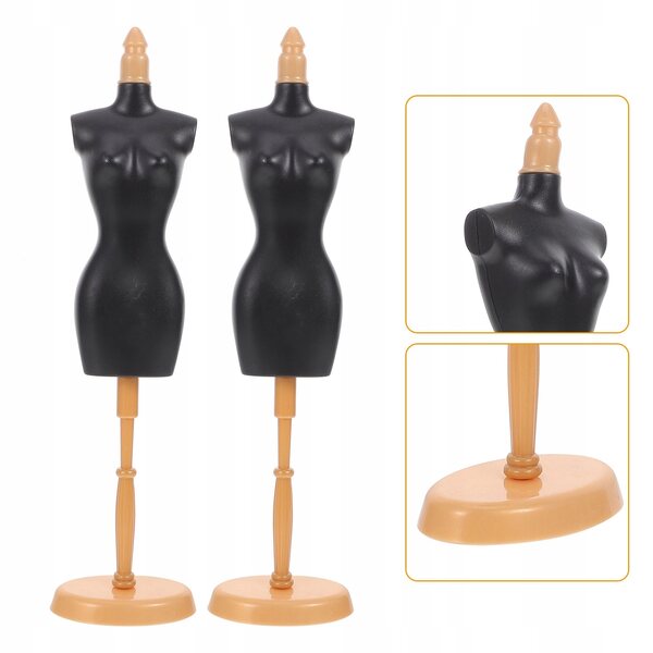 Set 6 supporti neri in ABS per vestiti bambole - espositori resistenti e pratici