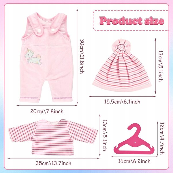 Keraneet Abbigliamento per Bambole 35-43 cm con Set Unicorno per Bambini