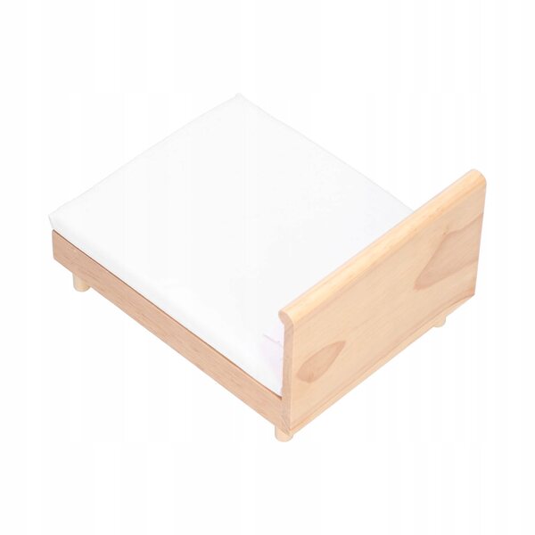 Letto Doppio In Miniatura 1:12 in Rovere con Materasso e Cuscino per Casa delle Bambole