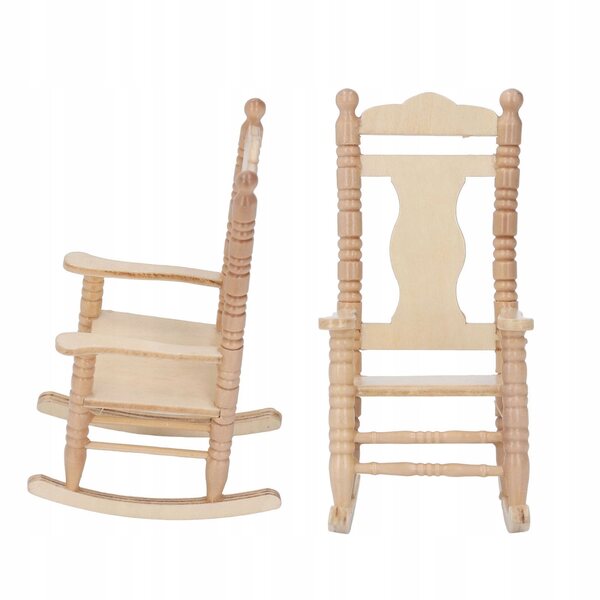 Fotel a dondolo in legno per casa delle bambole scala 1:12 stile retrò