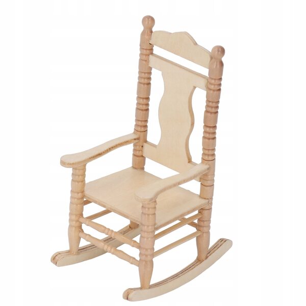 Fotel a dondolo in legno per casa delle bambole scala 1:12 stile retrò