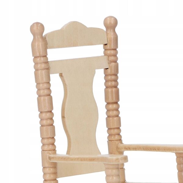 Fotel a dondolo in legno per casa delle bambole scala 1:12 stile retrò
