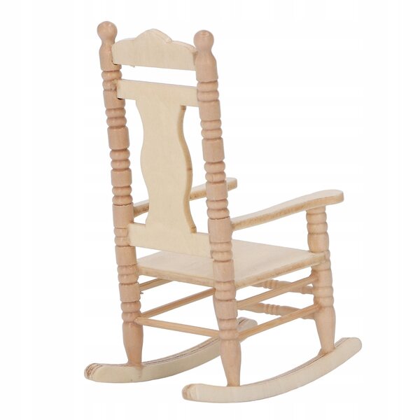 Fotel a dondolo in legno per casa delle bambole scala 1:12 stile retrò