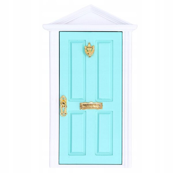Mini porte in legno chiaro per casa delle bambole in scala 1:12, dettagli vivaci