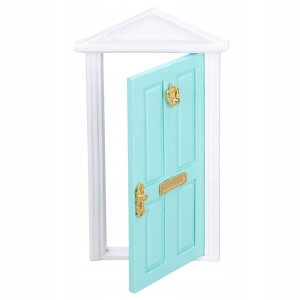 Mini porte in legno chiaro per casa delle bambole in scala 1:12, dettagli vivaci