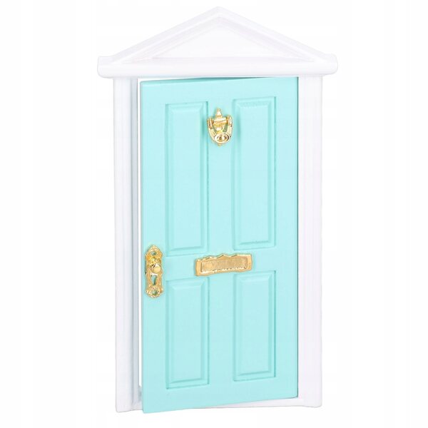 Mini porte in legno chiaro per casa delle bambole in scala 1:12, dettagli vivaci