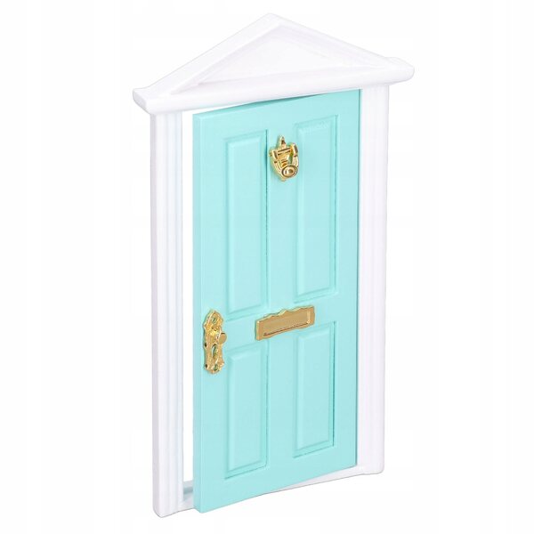 Mini porte in legno chiaro per casa delle bambole in scala 1:12, dettagli vivaci