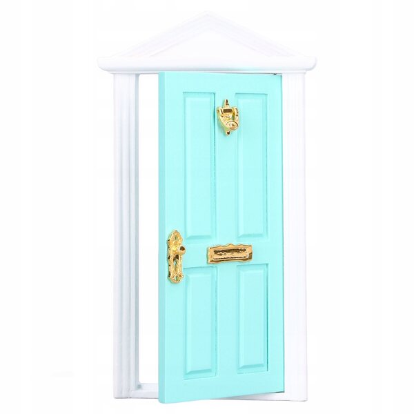 Mini porte in legno chiaro per casa delle bambole in scala 1:12, dettagli vivaci