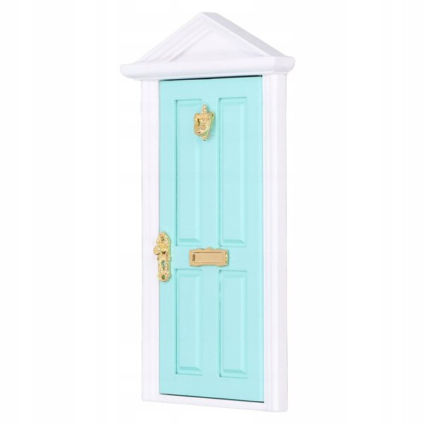 Mini porte in legno chiaro per casa delle bambole in scala 1:12, dettagli vivaci