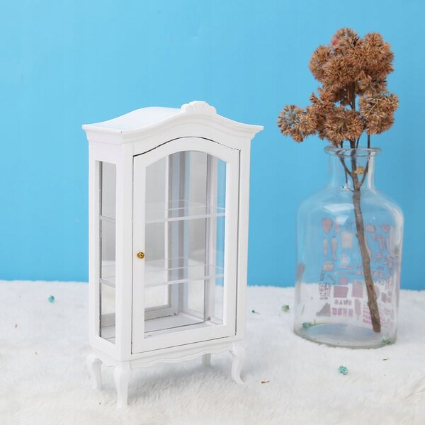 Mini casa delle bambole 1:12 bianca in legno con tre livelli trasparenti