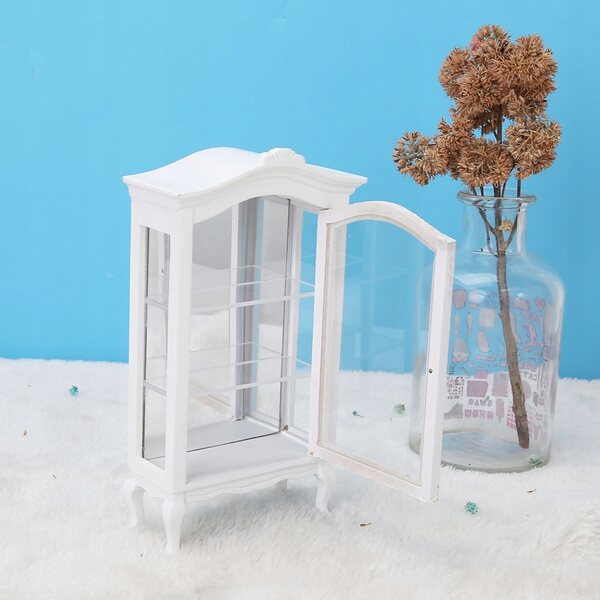 Mini casa delle bambole 1:12 bianca in legno con tre livelli trasparenti