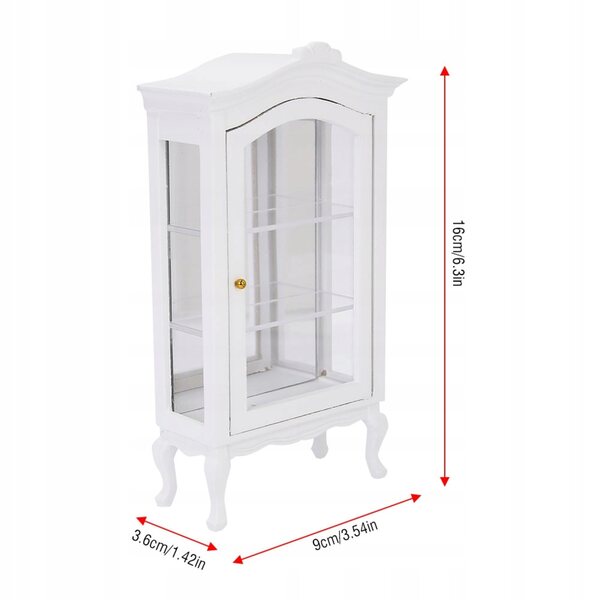 Mini casa delle bambole 1:12 bianca in legno con tre livelli trasparenti