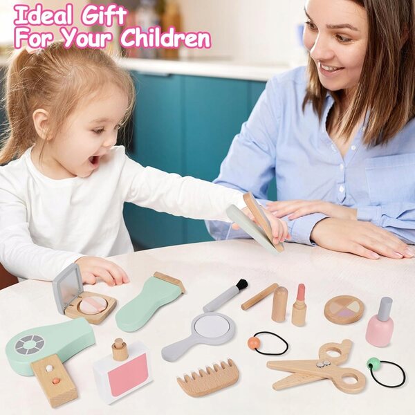 Kinderfriseurset aus Holz - 16 Elemente, kreatives Spielzeug