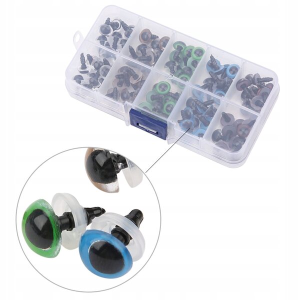 100 bunte Kunststoff-Schutzaugen 10 mm für DIY-Puppen und Plüschtiere