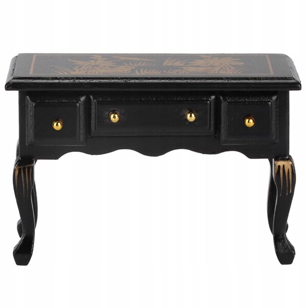 Mini Scrivania in Legno Vintage 1:12 per Casa delle Bambole con 3 Cassetti