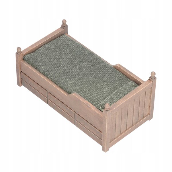 1:12 Birkenbett mit Matratze und Schublade für Puppenhaus