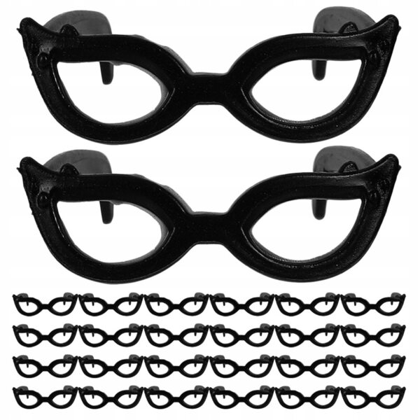 60 schwarze Kunststoffgläser für Miniaturpuppen, Kindermode-Accessoires