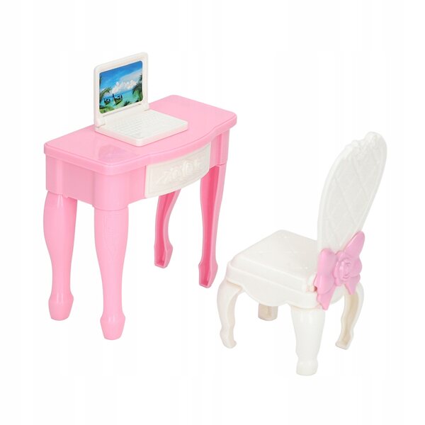 Mini set laptop e sedia in scala 1:12 per casa delle bambole, accessorio realistico