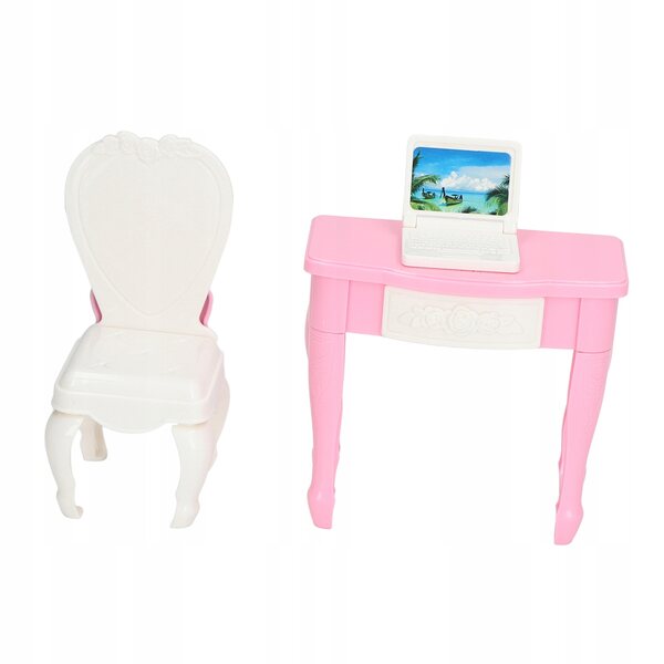 Mini set laptop e sedia in scala 1:12 per casa delle bambole, accessorio realistico