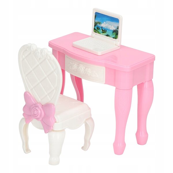 Mini set laptop e sedia in scala 1:12 per casa delle bambole, accessorio realistico