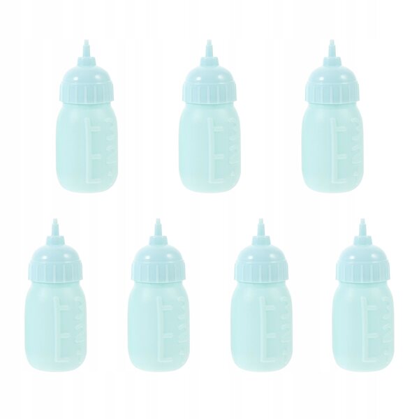 Set 10 Miniature Bottiglie per Bambole Resistenti Colore Azzurro