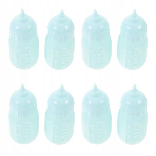 Set 10 Miniature Bottiglie per Bambole Resistenti Colore Azzurro