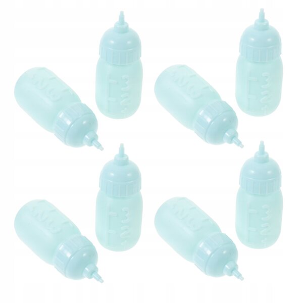 Set 10 Miniature Bottiglie per Bambole Resistenti Colore Azzurro
