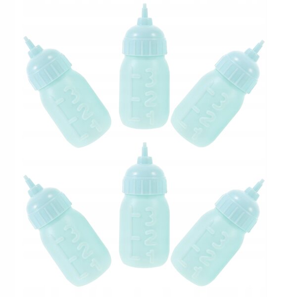 Set 10 Miniature Bottiglie per Bambole Resistenti Colore Azzurro