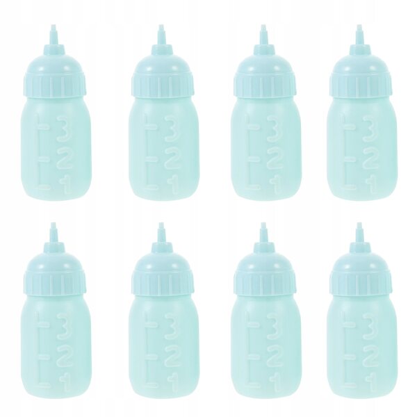 Set 10 Miniature Bottiglie per Bambole Resistenti Colore Azzurro