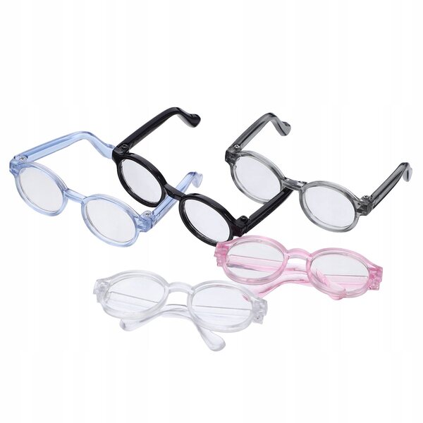 Mini Occhiali di Plastica per Bambole 5 Pezzi Colorati Leggeri e Moderni