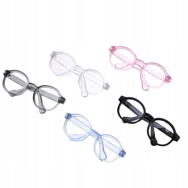 Mini Occhiali di Plastica per Bambole 5 Pezzi Colorati Leggeri e Moderni