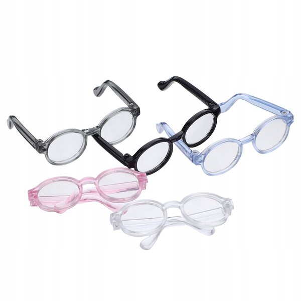 Mini Occhiali di Plastica per Bambole 5 Pezzi Colorati Leggeri e Moderni