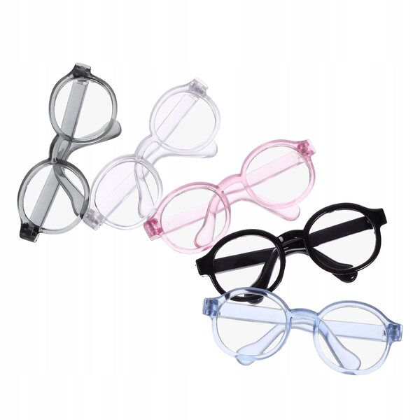Mini Occhiali di Plastica per Bambole 5 Pezzi Colorati Leggeri e Moderni