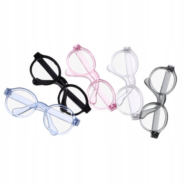 Mini Occhiali di Plastica per Bambole 5 Pezzi Colorati Leggeri e Moderni