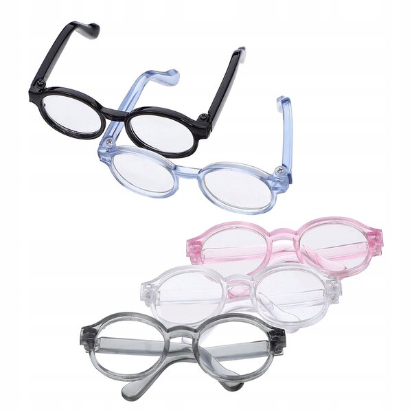 Mini Occhiali di Plastica per Bambole 5 Pezzi Colorati Leggeri e Moderni