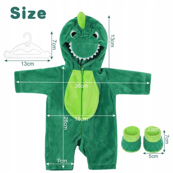 AOLSO Kleidungsset für Puppen, 35–45 cm, Dinosaurier-Thema, Geschenk für Mädchen