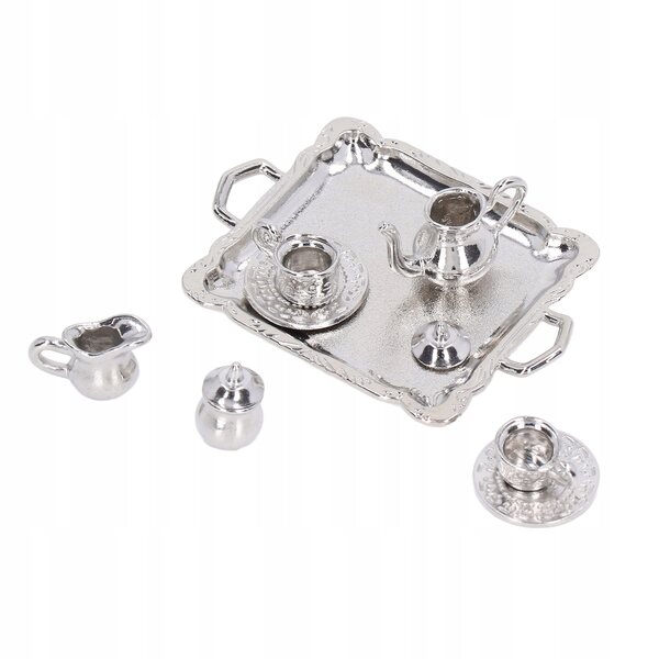 Komplettes Tee-Miniatur-Set aus Metall im Maßstab 1:12 für Puppenhäuser