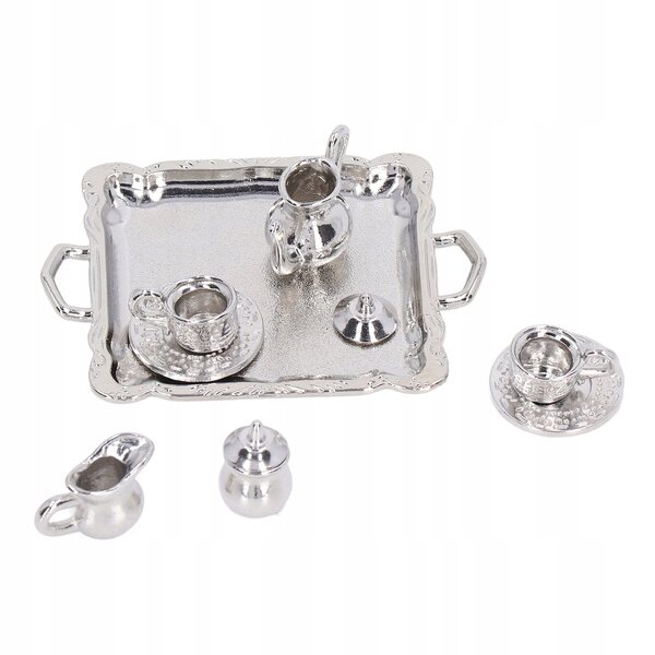 Komplettes Tee-Miniatur-Set aus Metall im Maßstab 1:12 für Puppenhäuser