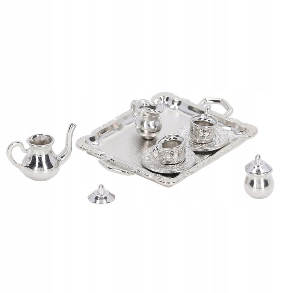 Komplettes Tee-Miniatur-Set aus Metall im Maßstab 1:12 für Puppenhäuser