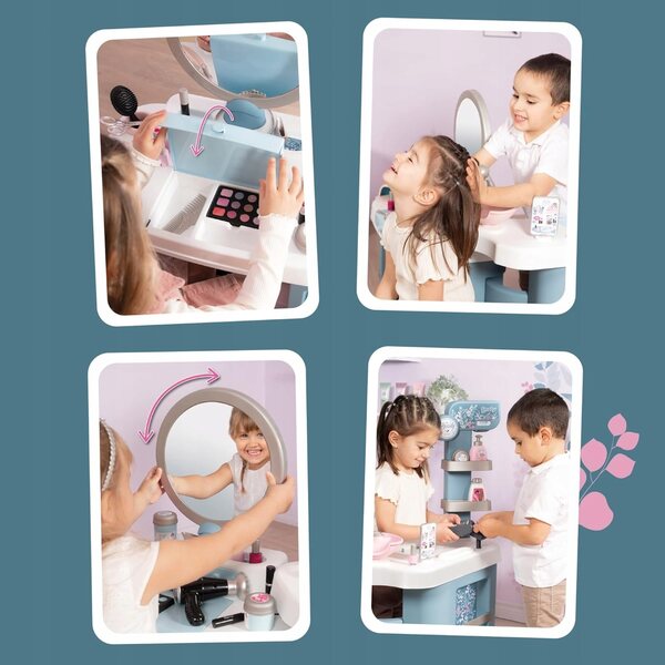 3-in-1-Schönheitssalon für Kinder mit Geräuschen, Lichtern und 32 Zubehörteilen