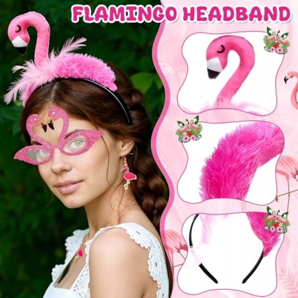 9-teiliges rosafarbenes Flamingo-Kostüm für Damen, komplett für Karneval und Partys