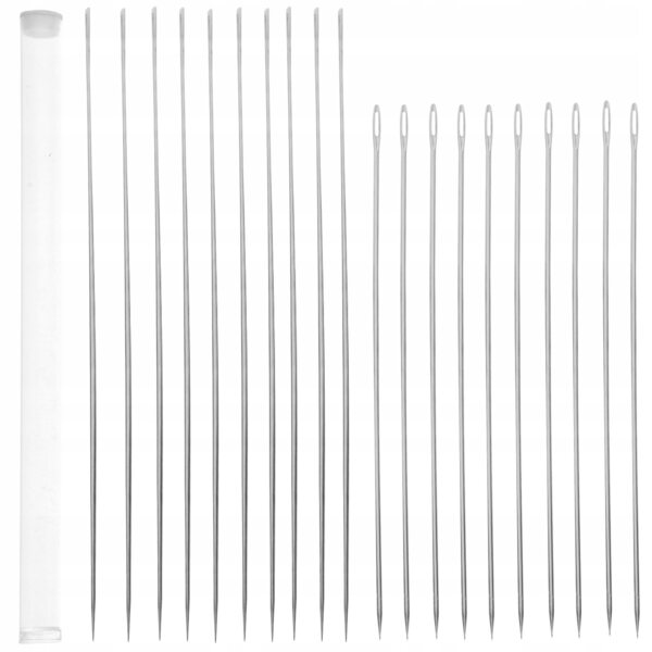 Set 20 aghi lunghi in acciaio per cucito e tessuti spessi, dimensioni 175/150mm