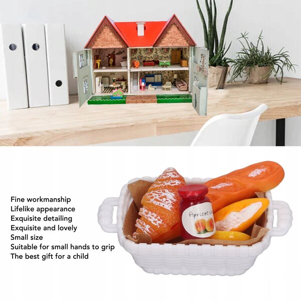 Set 5 miniature casa delle bambole con cibo e bottiglia in scala 1:12