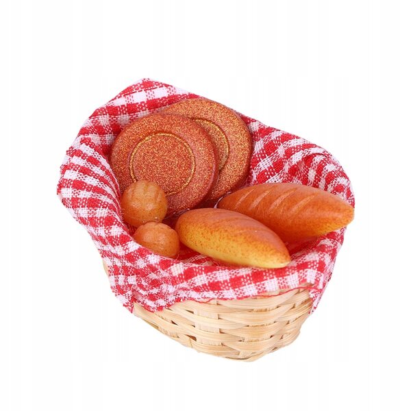 Korb mit Brot 1:12 für Puppenhaus - Realistische Möbelminiatur