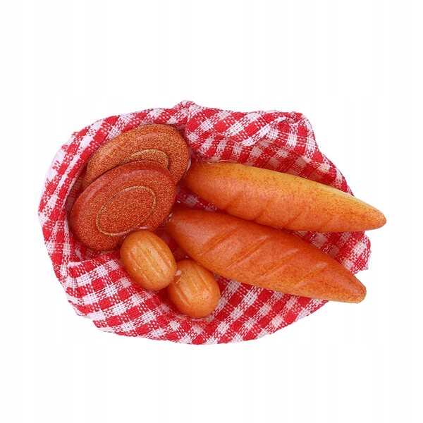 Korb mit Brot 1:12 für Puppenhaus - Realistische Möbelminiatur