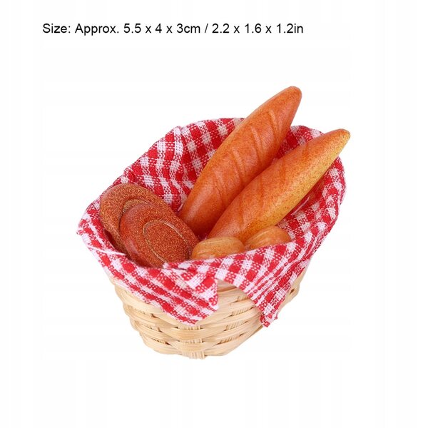 Korb mit Brot 1:12 für Puppenhaus - Realistische Möbelminiatur