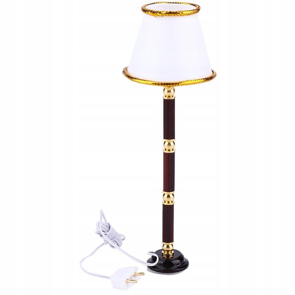 Mini lampada da terra metallica 1:12 con LED per casa delle bambole, modello delicato
