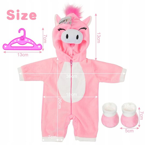 Puppenkleidung 35-45 cm Einhorn-Thema für Mädchen aus weichem Stoff
